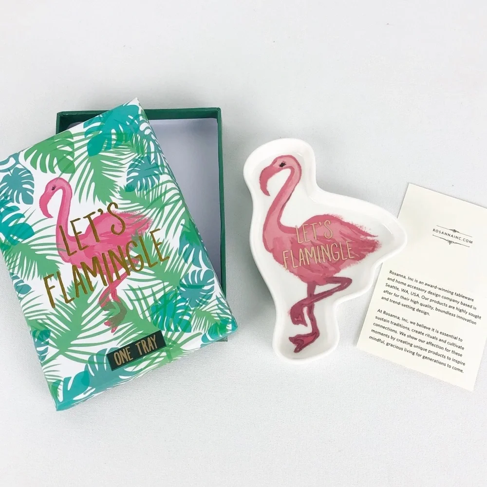 Rosanna Let’s Flamingle Flamingo 🦩 Tropical Jewelry Ceramic Tray